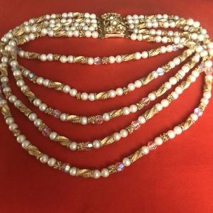 Vintage 16 inch 5 strand Statement Necklace